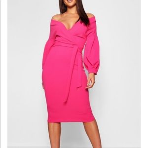 BooHoo off shoulder midi dress